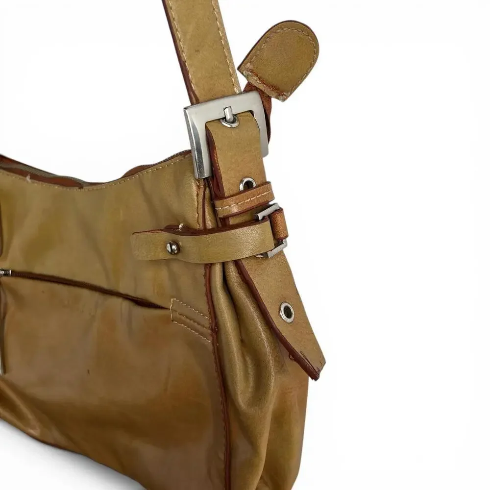 Vintage Tan Faux Leather Crossbody Bag